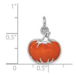Sterling Silver Rhodium-plated Orange Enameled Pumpkin Charm - Image 4