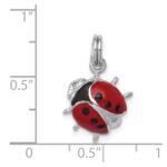 Sterling Silver Rhodium-platedEnamel Ladybug Charm - Image 3