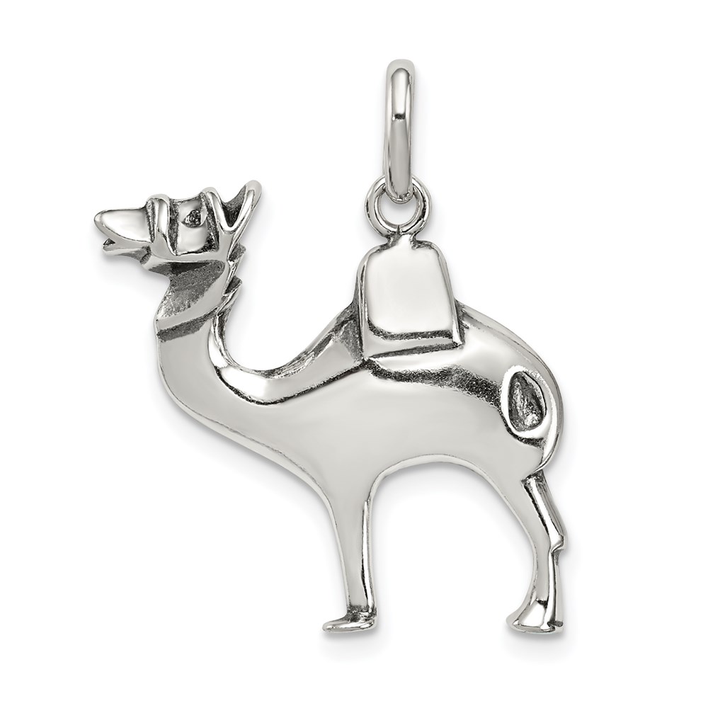 QC4079.jpg Sterling Silver Antiqued Camel Charm - Image 1