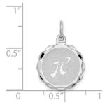 Sterling Silver/Rhodium-plated Brocaded Letter H Initial Pendant - Image 4