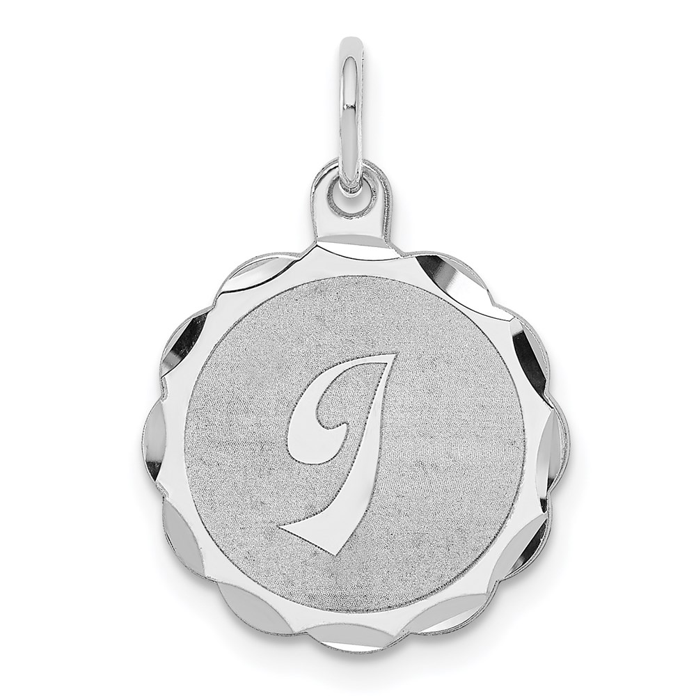 QC4161I.jpg Sterling Silver/Rhodium-plated Brocaded Letter I Initial Pendant - Image 1