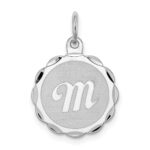 Sterling Silver/Rhodium-plated Brocaded Letter M Initial Pendant