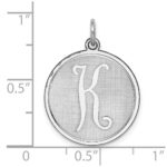 Sterling Silver Rhodium-plated Brocaded Letter K Initial Charm - Image 3