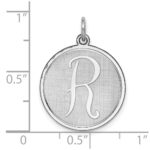 Sterling Silver Rhodium-plated Brocaded Letter R Initial Charm - Image 3