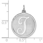 Sterling Silver Rhodium-plated Brocaded Letter T Initial Charm - Image 3