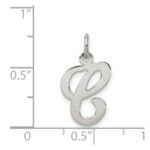 Sterling Silver Rhodium-plated Stamped Letter C Initial Charm - Image 4