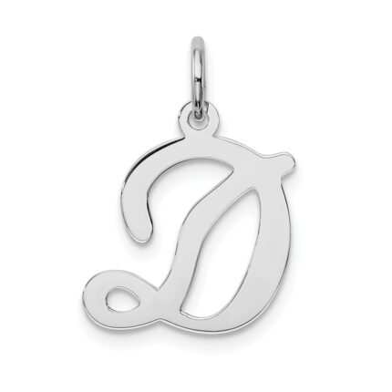 Sterling Silver Rhodium-plated Stamped Letter D Initial Charm