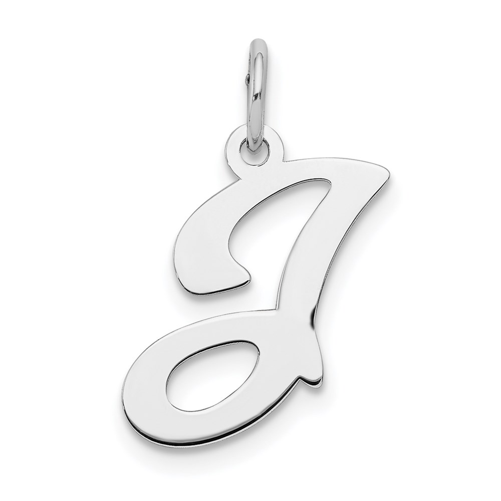 QC4163J.jpg Sterling Silver Rhodium-plated Stamped Letter J Initial Charm - Image 1