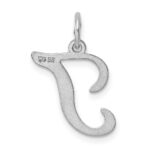 Sterling Silver Rhodium-plated Stamped Letter T Initial Charm - Image 4