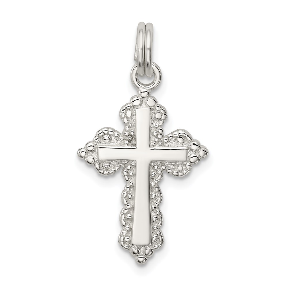 QC4310.jpg Sterling Silver Rhodium-plated Cross Charm - Image 1