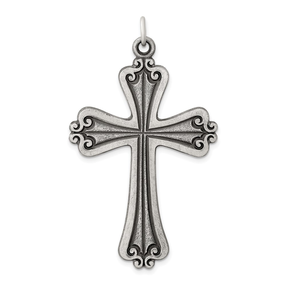 QC434.jpg Sterling Silver Antiqued Cross Charm - Image 1