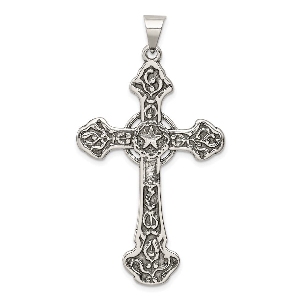 QC4346.jpg Sterling Silver Antiqued Cross Pendant - Image 1