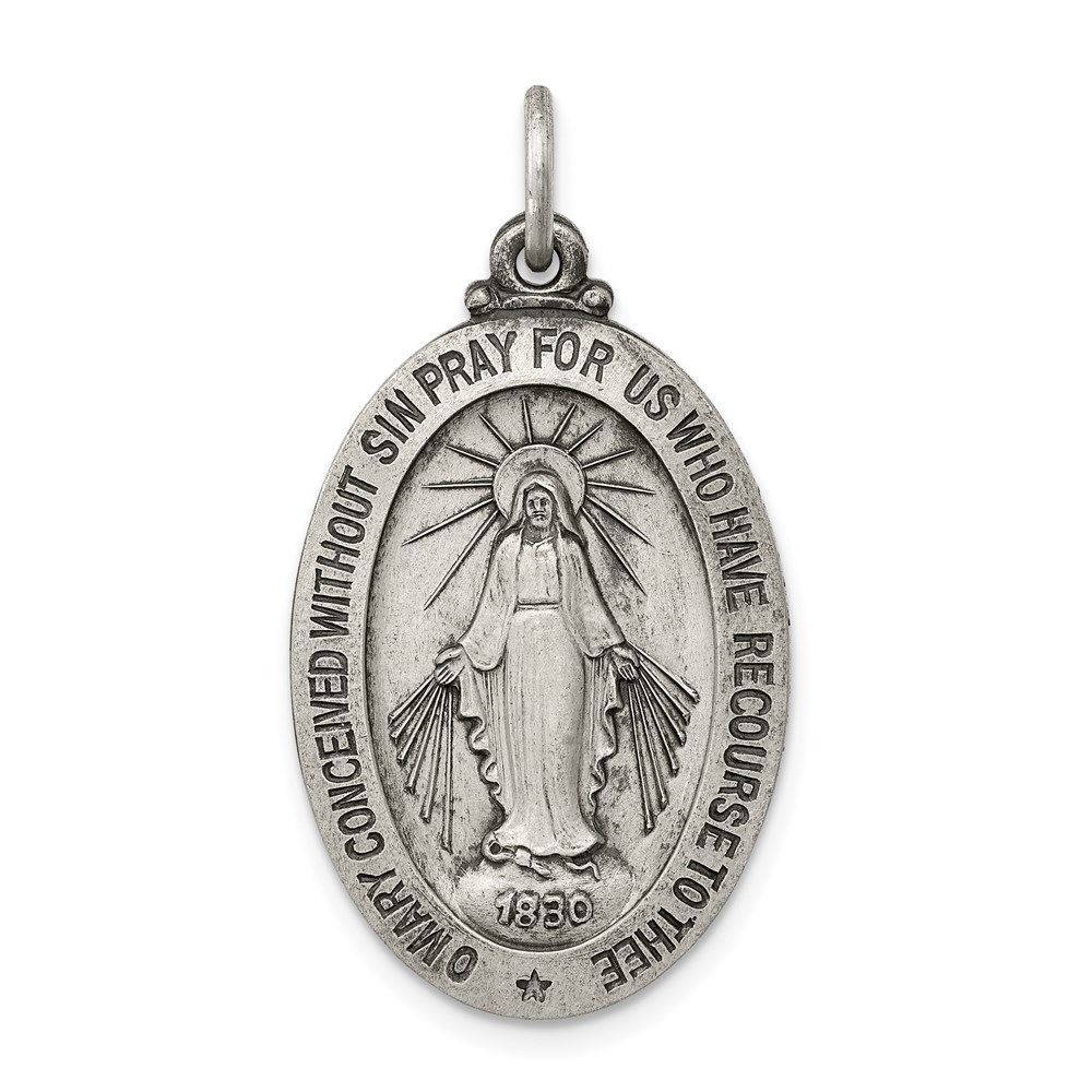 QC445.jpg Sterling Silver Antiqued Miraculous Medal - Image 1