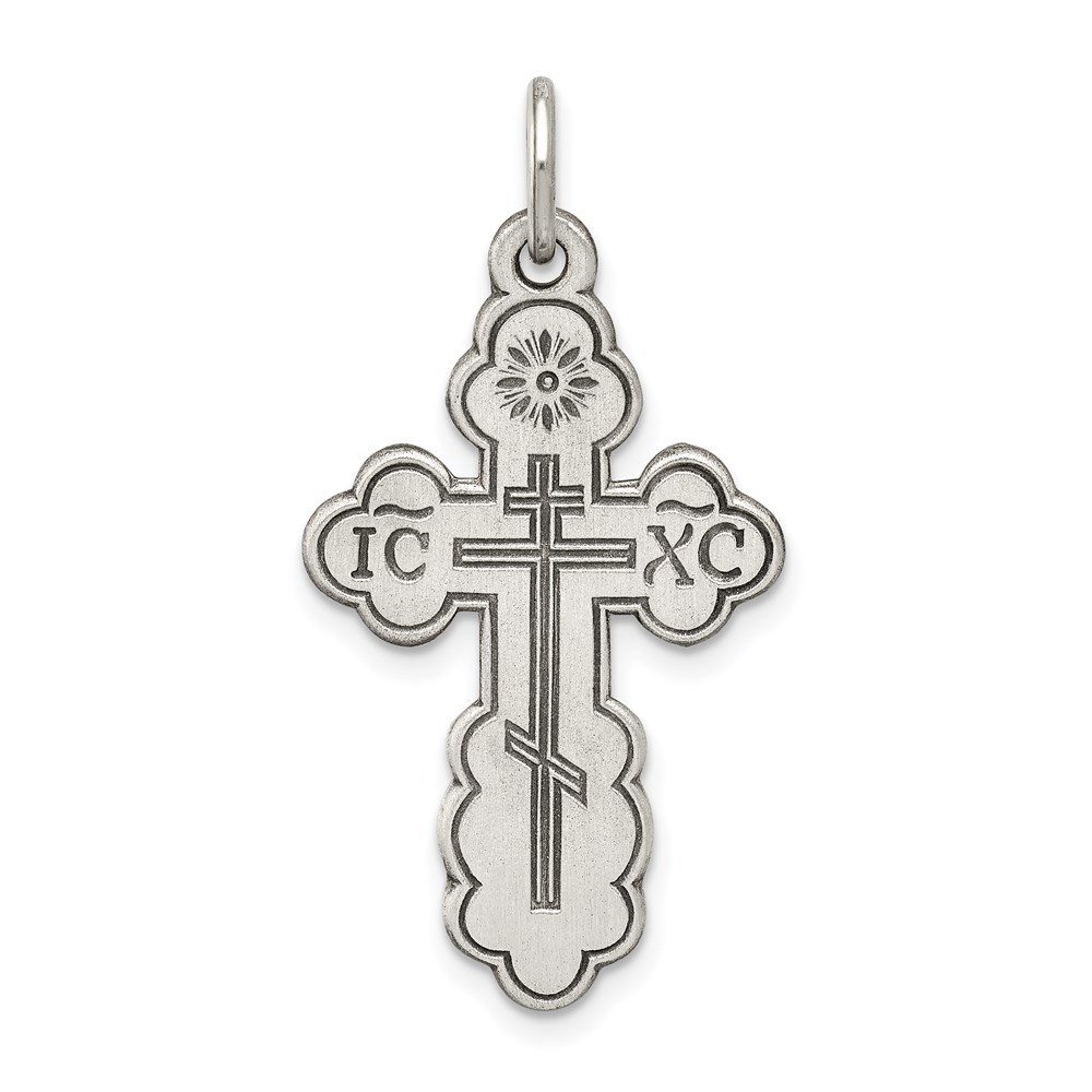 QC453.jpg Sterling Silver Antiqued Eastern Orthodox Cross Charm - Image 1