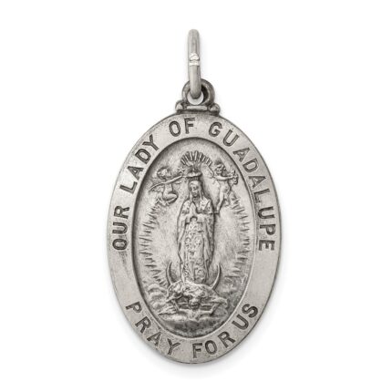 Sterling Silver Antiqued Our Lady of Guadalupe Medal
