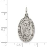 Sterling Silver Antiqued St. Christopher Medal - Image 3