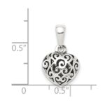 Sterling Silver Antique Filigree Puff Heart Pendant - Image 3