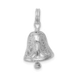 Sterling Silver Rhodium-plated Bell Charm - Image 4