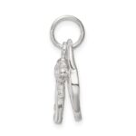 Sterling Silver Rhodium-plated Heart & Key Charm - Image 2