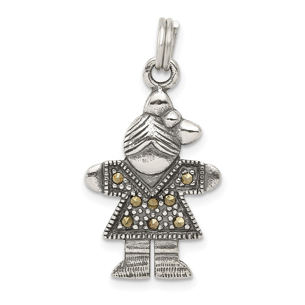 QC4635.jpg Sterling Silver Antiqued Girl Charm - Image 1