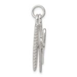 Sterling Silver Rhodium-plated Comb & Scissor Charm - Image 2
