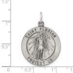 Sterling Silver Antiqued Saint Florian Medal - Image 3