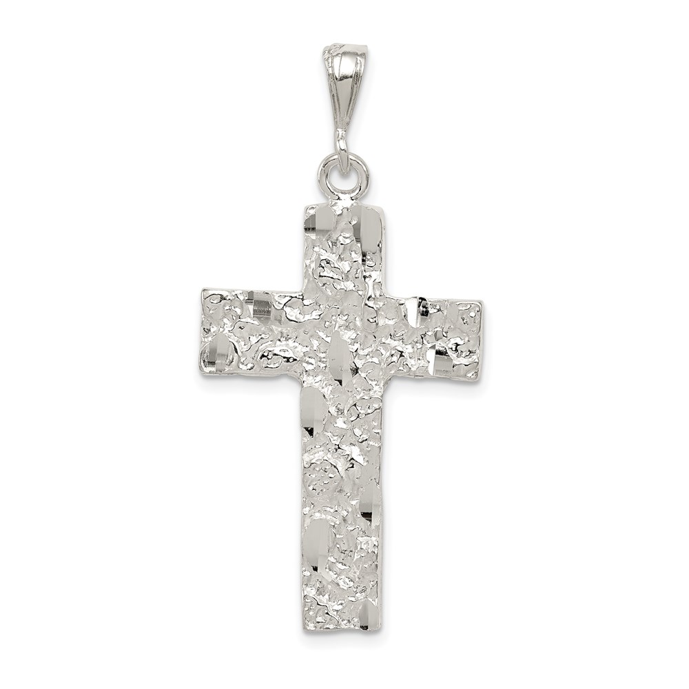 QC472.jpg Sterling Silver Nugget Cross Pendant - Image 1