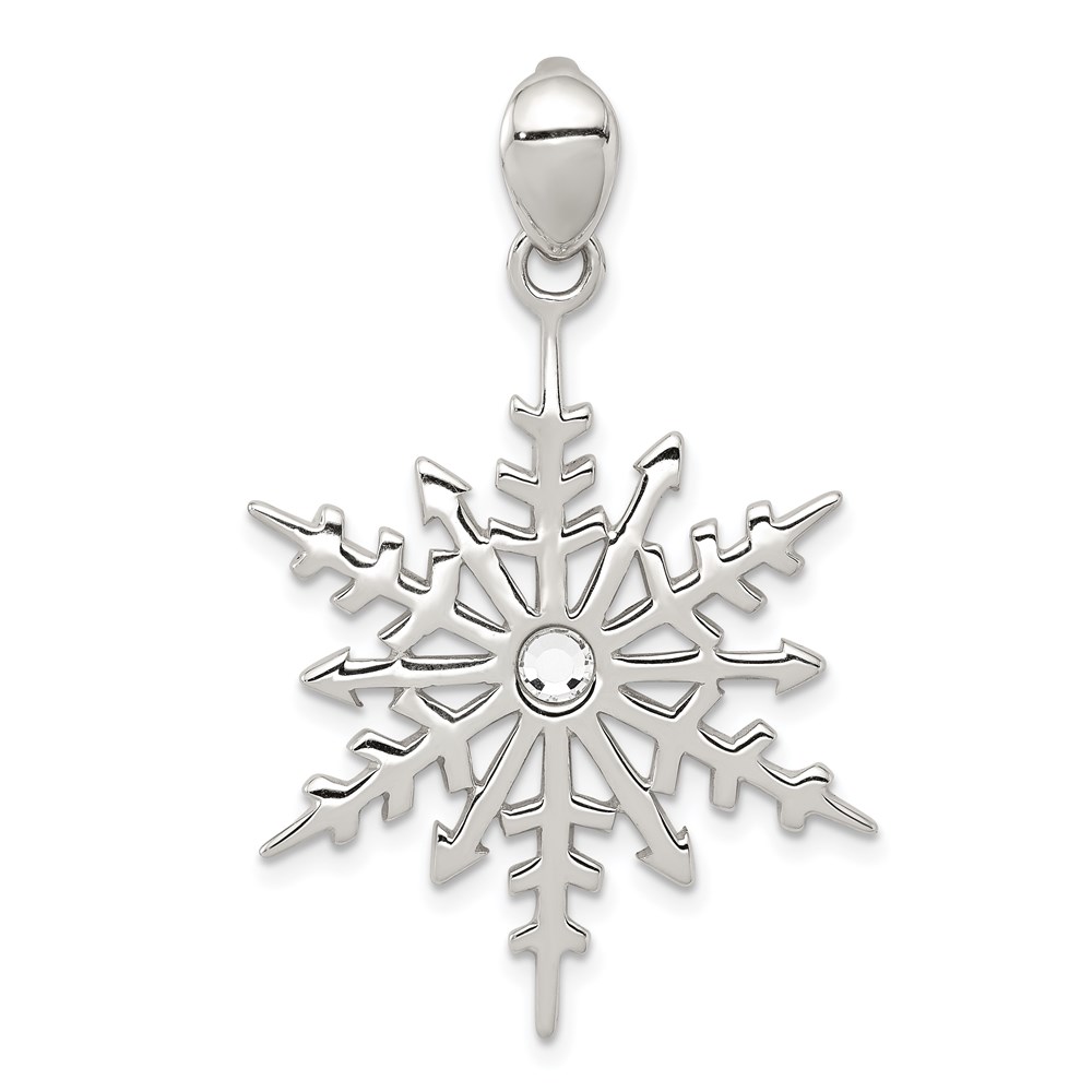 QC4753.jpg Sterling Silver Snowflake with Stellux Crystal Pendant - Image 1