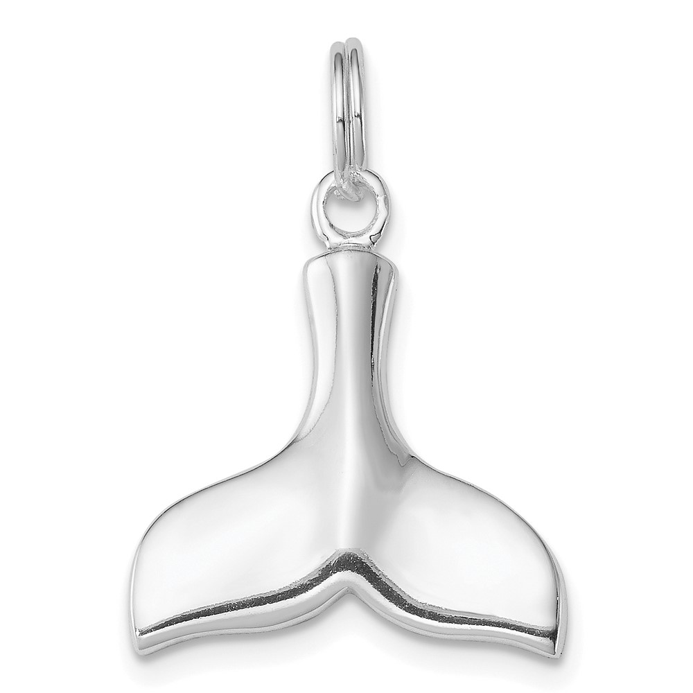 QC4884.jpg Sterling Silver Rhodium-plated Whale Tail Charm - Image 1