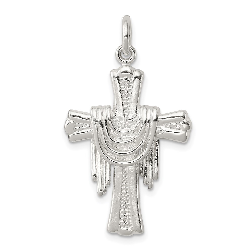 QC489.jpg Sterling Silver Draped Cross Charm - Image 1