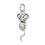 Sterling Silver Rhodium-plated Mouse Charm - Image 5