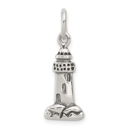 Sterling Silver Antiqued Lighthouse Charm