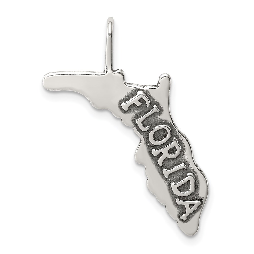 QC4953.jpg Sterling Silver Antiqued Florida State Charm - Image 1