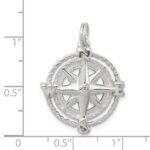 Sterling Silver Rhodium-plated Compass Charm - Image 3