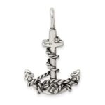 Sterling Silver 3D Antiqued Anchor and Rope Pendant - Image 4