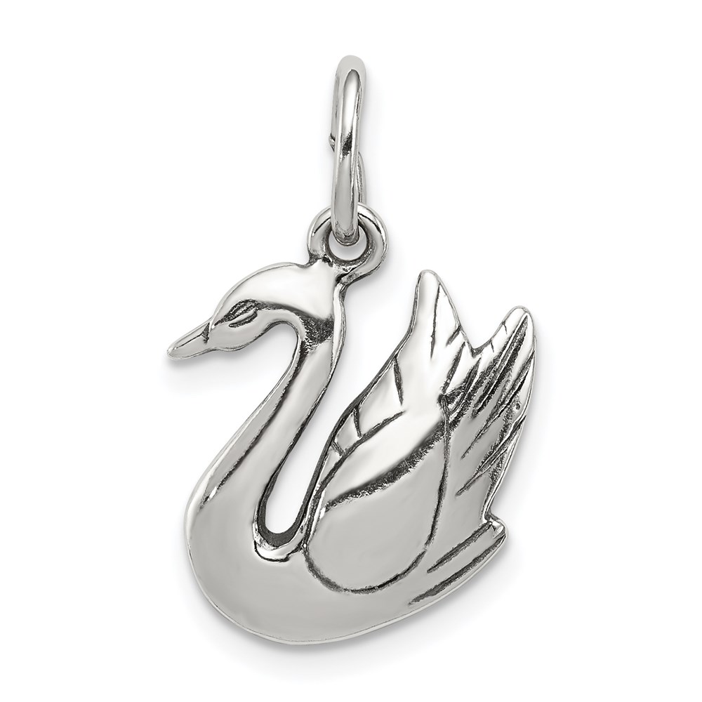 QC5013.jpg Sterling Silver Antiqued Swan Charm - Image 1