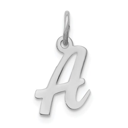 Sterling Silver Rhodium-plated Script Letter A Initial Charm