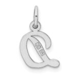Sterling Silver Rhodium-plated Script Letter D Initial Charm - Image 3
