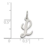 Sterling Silver Rhodium-plated Script Letter L Initial Charm - Image 4