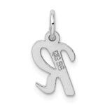 Sterling Silver Rhodium-plated Script Letter R Initial Charm - Image 3