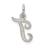 Sterling Silver Rhodium-plated Script Letter T Initial Charm - Image 4
