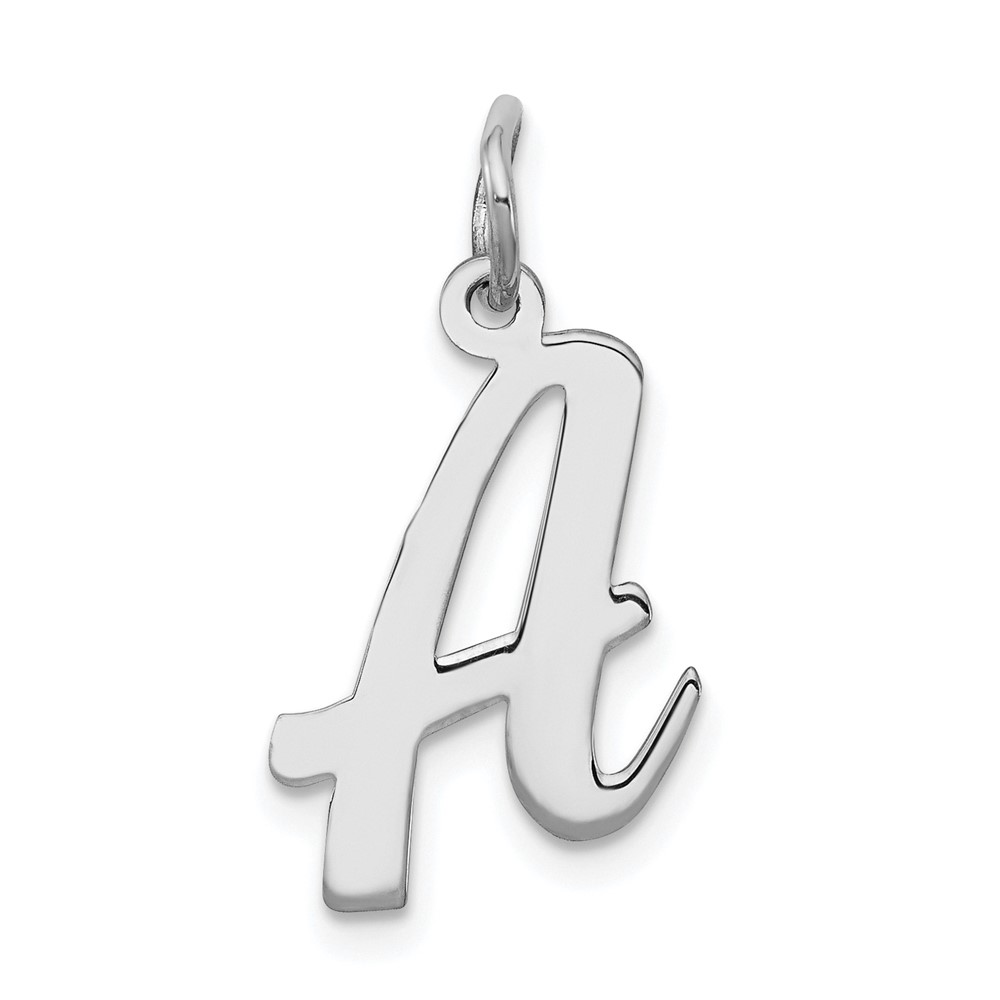 QC5082A.jpg Sterling Silver Rhodium-plated Script Letter A Initial Charm - Image 1
