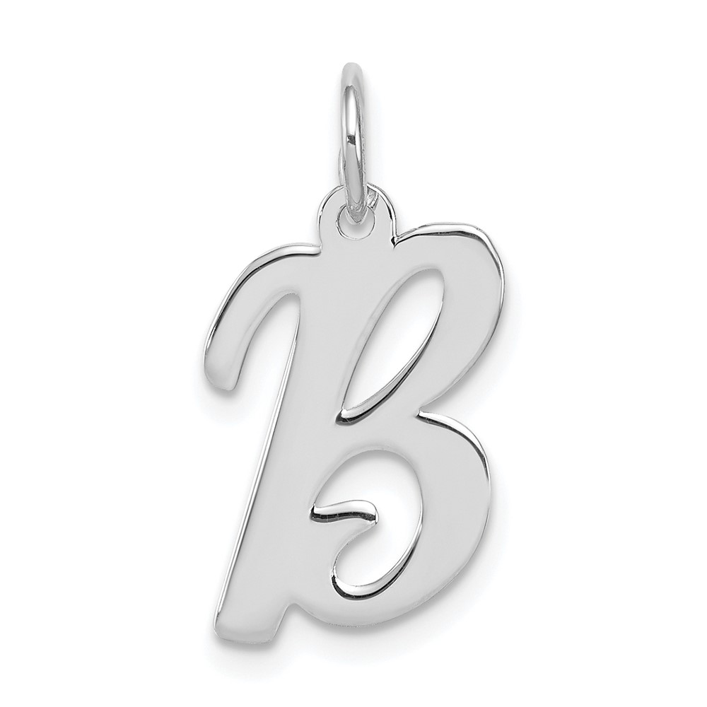 QC5082B.jpg Sterling Silver Rhodium-plated Script Letter B Initial Charm - Image 1