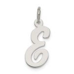 Sterling Silver Rhodium-plated Script Letter E Initial Charm