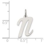Sterling Silver Rhodium-plated Script Letter N Initial Charm - Image 3