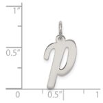 Sterling Silver Rhodium-plated Script Letter P Initial Charm - Image 4