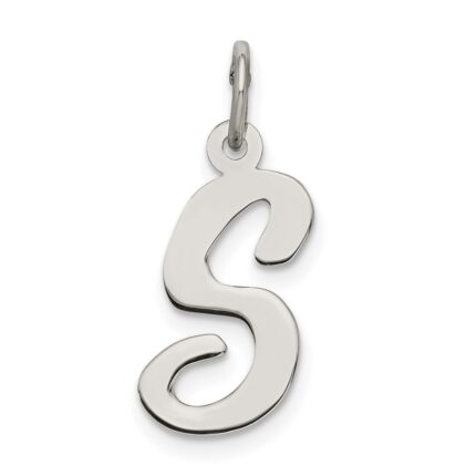 Sterling Silver Rhodium-plated Script Letter S Initial Charm
