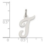 Sterling Silver Rhodium-plated Script Letter T Initial Charm - Image 3