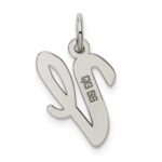 Sterling Silver Rhodium-plated Script Letter V Initial Charm - Image 4