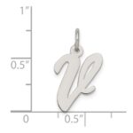 Sterling Silver Rhodium-plated Script Letter V Initial Charm - Image 3